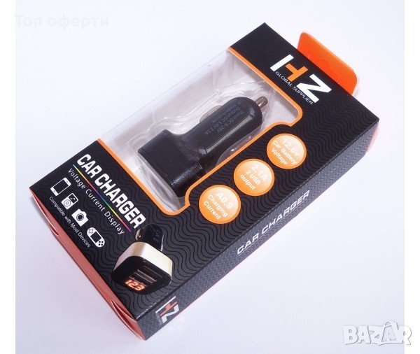 Волтметър за автомобил с 2 бр. USB зарядни за GSM HZ Car Charger, снимка 1