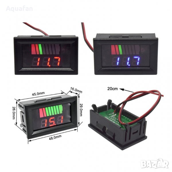 Цифров волтметър и индикатор за заряд на акумулаторна батерия, снимка 1