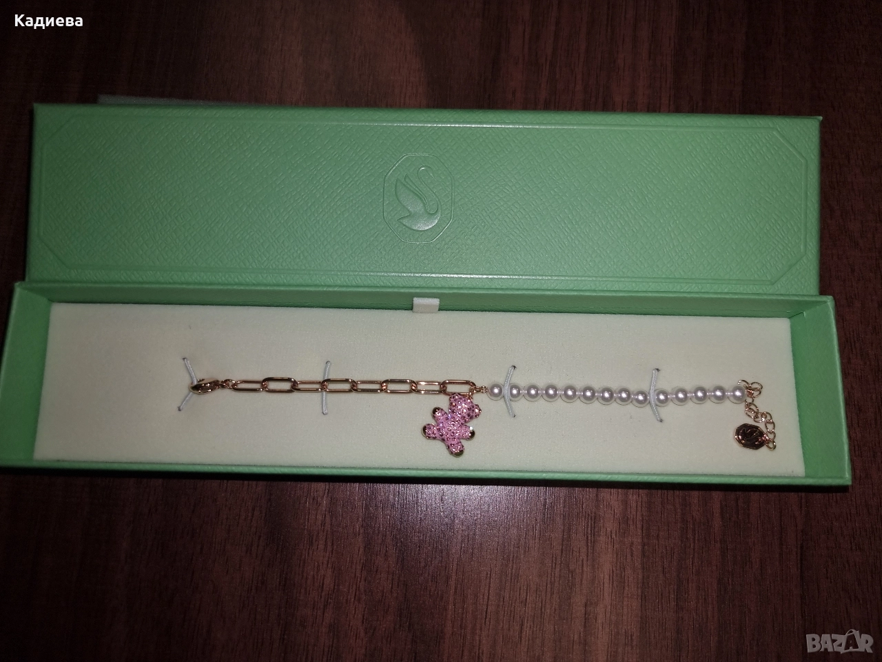 гривна Teddy розово злато с перли - Swarovski- 5669169, снимка 1