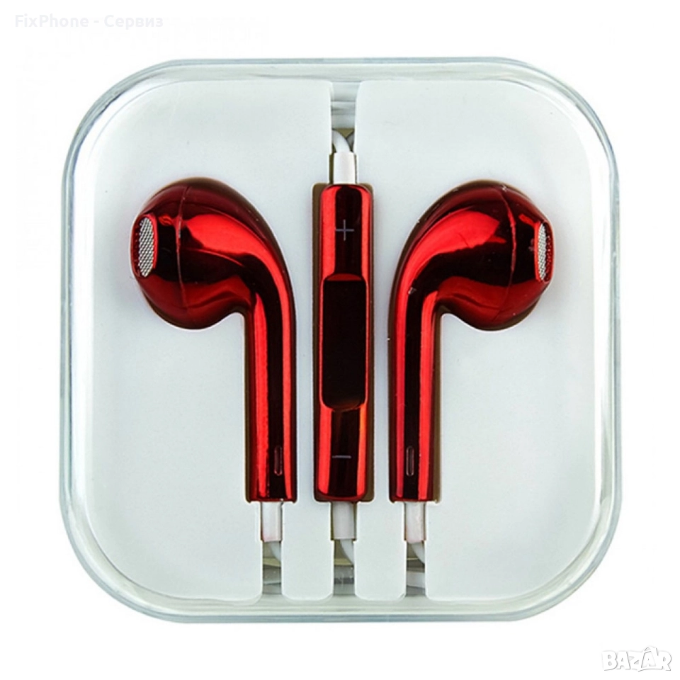 Слушалки HF за iPhone 3.5 mm в кутия, Червени , снимка 1