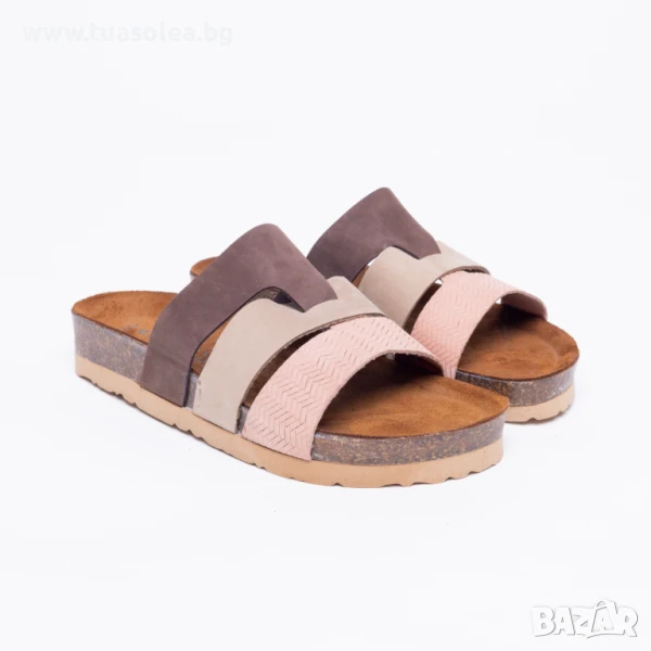 🥁 Намаление - Летни дамски чехли с широка каишка от набук | Марка Tuasolea, снимка 1