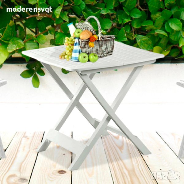 Сгъваема градинка маса пластмаса бяла, снимка 1