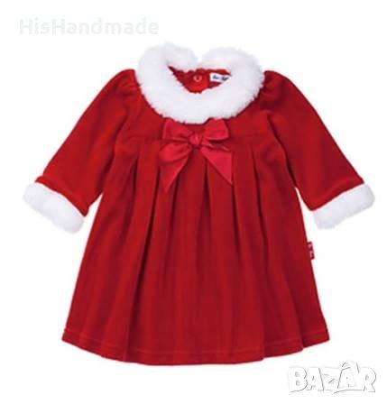 Бебешка Коледна зимна рокличка в червено и бяло, размер 9-12 мес. , снимка 1