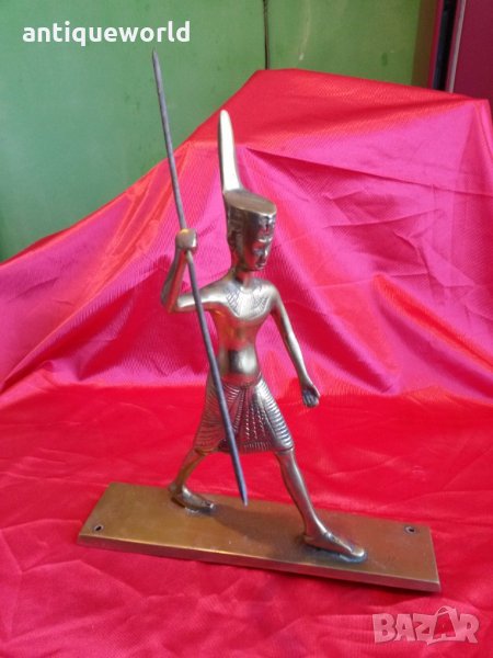Стара Масивна Бронзова Статуетка ,Фигура ЕГИПЕТСКИ ВОЙН, снимка 1