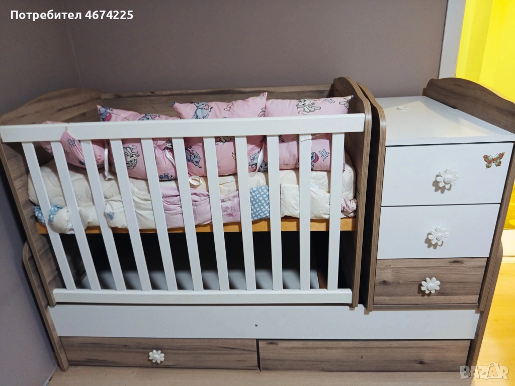 Продавам БЕБЕШКО ЛЕГЛО-ЛЮЛКА с Матрак! Леглото е запазено ! Цена 150! гр.Русе ! Ус, снимка 1