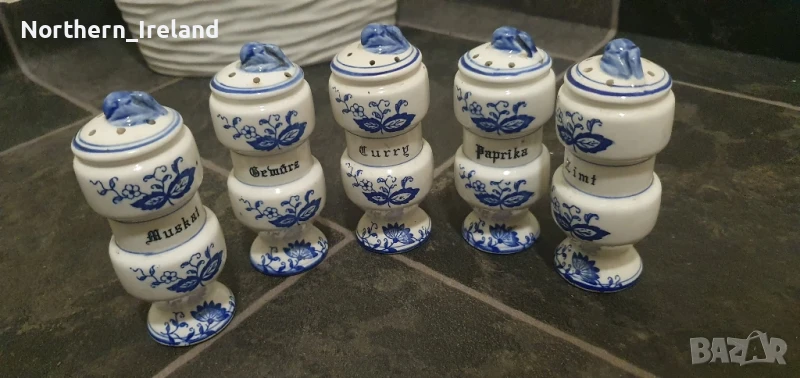 порцеланови солници, буркани син лук, снимка 1