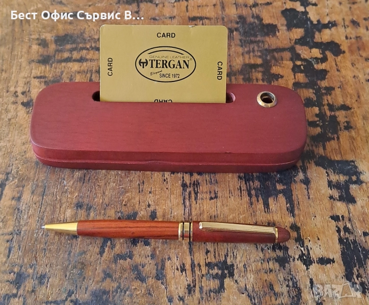 химикалка махагонова в махагонова дървена кутия, снимка 1