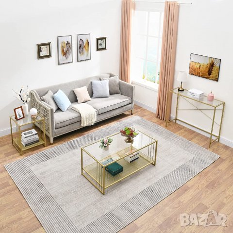 Стъклена холна маса / Масичка за кафе CKFZ-21404-GD, снимка 4 - Маси - 38952003