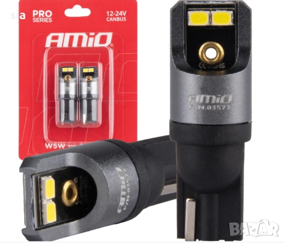 LED крушки CANBUS PRO T10 W5W 4x2016 SMD бели 12V 24V AMIO, снимка 2 - Аксесоари и консумативи - 52522431