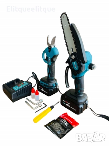 Комплект 2в1 акумулаторна безчеткова лозарска ножица и резачка-трион за клони 15 см.36V 8Ah, снимка 4 - Друга електроника - 52182572