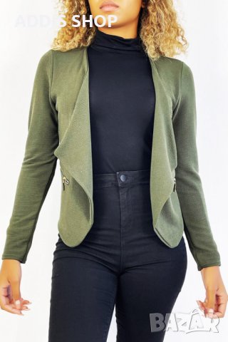 Дамско сако (блейзър) с ревер и джобове с цип, 2цвята - 024, снимка 4 - Сака - 43597752
