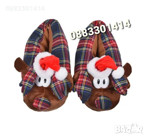 Пантофи куче с шапка Плюшени коледни пантофи , снимка 2 - Други - 47884868