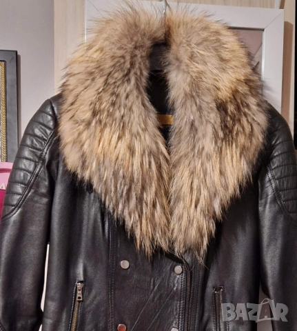 Кожено яке със естествен косъм, снимка 2 - Якета - 52189950