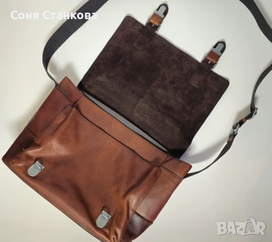 STRELLSON - Мъжка бизнес чанта за през рамо - естествена кожа, снимка 2 - Чанти - 51296559