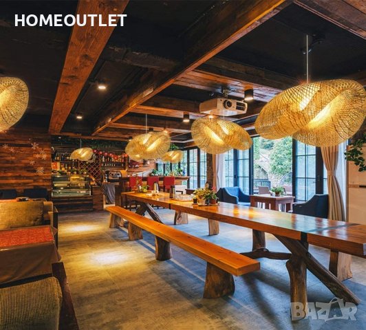 Бамбукова лампа / полилей, снимка 3 - Полилеи - 36878401