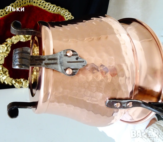 Медно котле,менче чиста червена мед 2 л. , снимка 7 - Антикварни и старинни предмети - 53394821