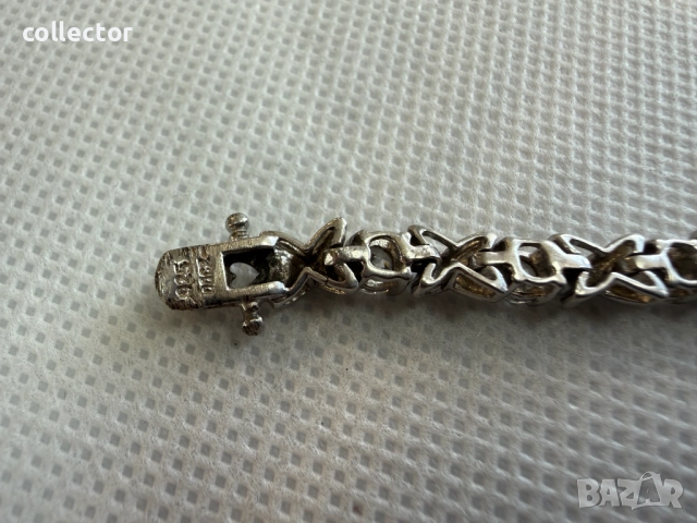 Дизайнерска сребърна гривна с 18 циркона. №7754, снимка 9 - Гривни - 52814694