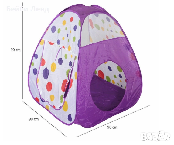 🏰 Детски игрален комплект 3в1 – палатка „Замък“, тунел и басейн с топки + кош за игра, снимка 7 - Мебели за детската стая - 52438296