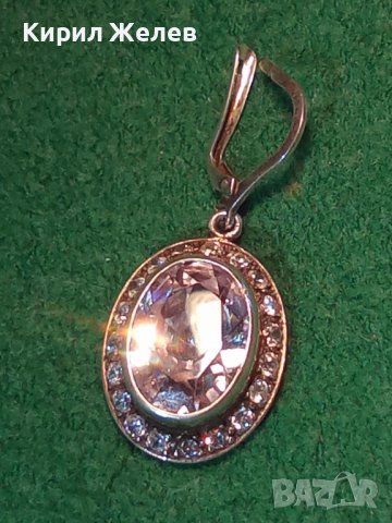 СТАРИННА СКЪПОЦЕННА СРЕБЪРНА ОБЕЦА ВИСОКА ПРОБА СРЕБРО с ФАСЕТИРАН ПЛАНИНСКИ КРИСТАЛ и ЦИРКОНИ 25627, снимка 2 - Антикварни и старинни предмети - 35783037