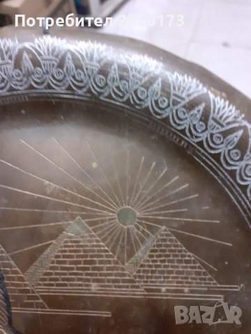 Египетска бронзова чиния за стена, снимка 4 - Декорация за дома - 43214968