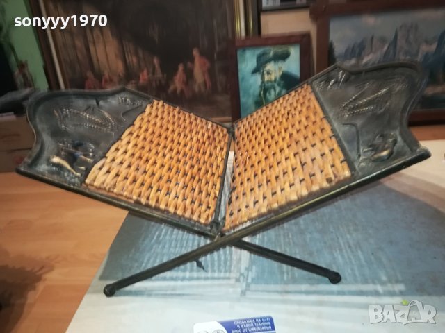 ПОСТАВКА ЗА ВЕСТНИЦИ СПИСАНИЯ-МЕТАЛ РАТАН 1501241715, снимка 5 - Антикварни и старинни предмети - 43820206