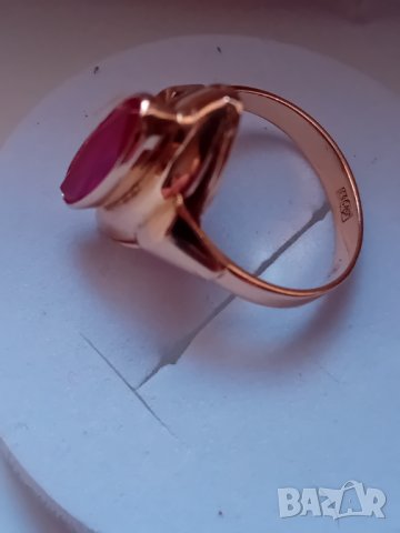 Антикварен руски златен пръстен с рубин, снимка 4 - Пръстени - 43068862