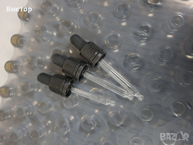 Стъклени Шишенца 30мл и капачки с пипета/капкомер, снимка 5 - Друго търговско оборудване - 53058241