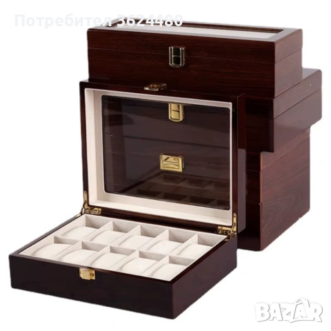 Дървена кутия за 10 бр часовници 4861, снимка 6 - Подаръци за мъже - 53309150