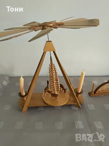 Винтидж Коледна пирамида Carousel Original Erzgebirge Expertic Hergestellt IN DER DDR, снимка 3 - Антикварни и старинни предмети - 50178531