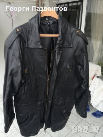 Продавам черно кожено палто от естествена телешка кожа, снимка 1 - Палта - 27105490