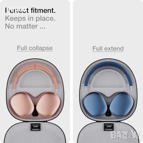 GODT Smart Case за слушалки AirPods Max, твърд защитен калъф, черен, снимка 4 - Слушалки и портативни колонки - 51744139
