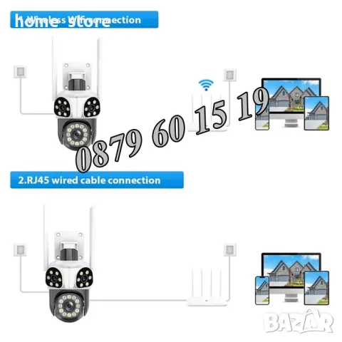 Безжична WiFi IP камера с 3 обектива 12MPx, нощно виждане, 360°, iCSee, снимка 10 - IP камери - 49693392