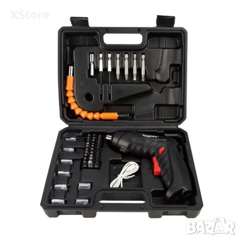 Акумулаторна електрическа бормашина 47 части в комплект с куфар, снимка 5 - Бормашини - 51895897