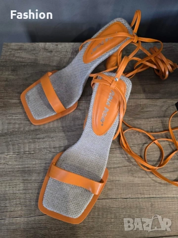 Нови уникални дамски обувки \ сандали на ток с връзки, снимка 7 - Дамски обувки на ток - 53588477