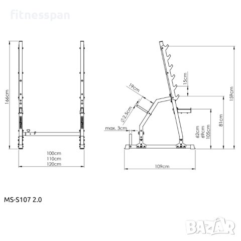 Свързани стойки за клек, снимка 6 - Фитнес уреди - 40344731