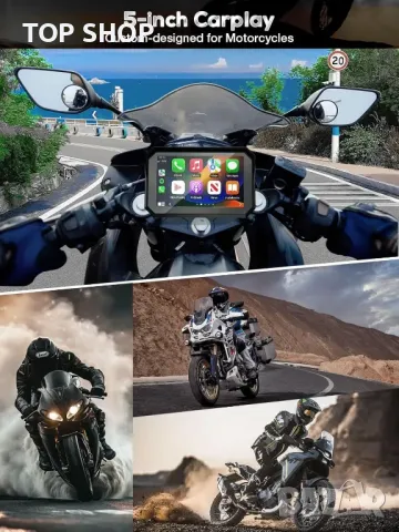 Мотоциклетен 5" IPS сензорен екран с безжичен CarPlay и Android Auto, снимка 8 - Аксесоари и консумативи - 49785392