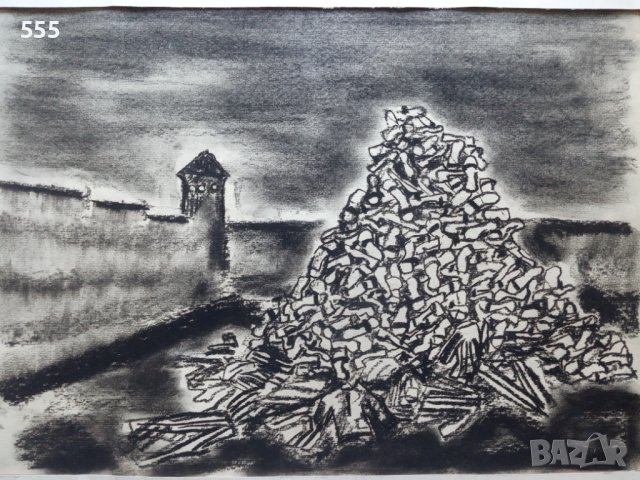 Картина графика креда - Мони Аладжемов (1922-2006), снимка 2 - Картини - 43217045