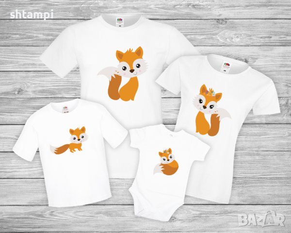 Семеен Комплект Тениски fox foxes family Лисица,Лисици,Животни,Подарък,Изненада, снимка 2 - Тениски - 37008934