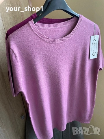 6 цвята дамска блуза с къс ръкав финно машинно плетиво големи размери , снимка 7 - Блузи с дълъг ръкав и пуловери - 51840203