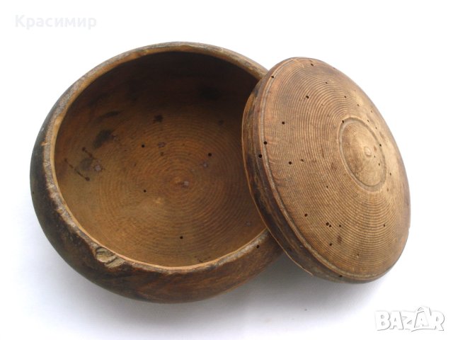 СТАРА ДЪРВЕНА КУПА С КАПАК- СОЛНИЦА, снимка 4 - Антикварни и старинни предмети - 43764683