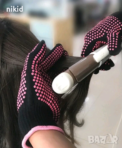 предпазни ръкавици от топлина при къдрене с маша преса фризьорски, снимка 4 - Шапки - 19171004