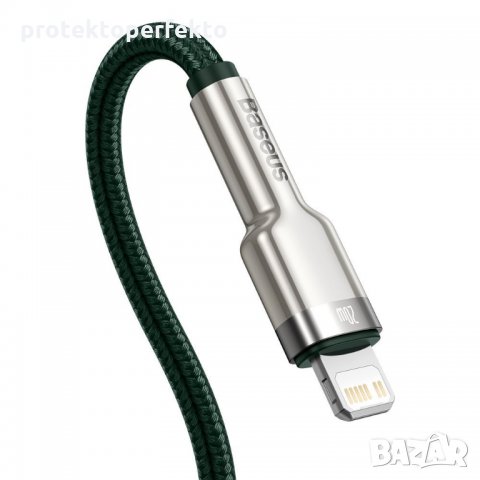 Кабел Type-C lightning BASEUS iPhone, 5A, 20W, 2m, Fast charge – зелен, снимка 3 - USB кабели - 32942239