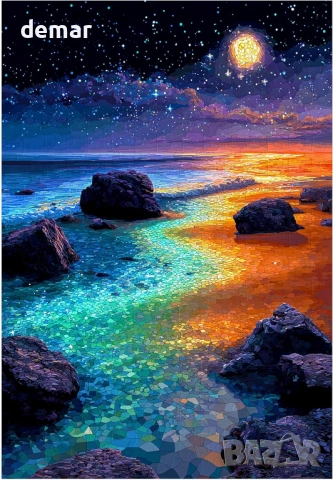 Страхотни пъзели за възрастни 300 части витраж плаж звездна нощ
