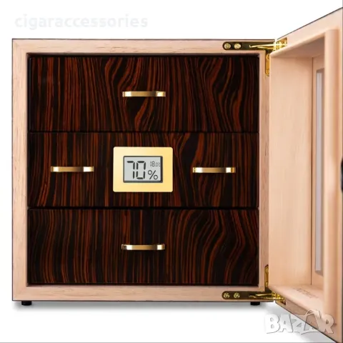Хумидор за пури – 3 нива, кедрово дърво, до 100 пури, снимка 2 - Табакери - 49826117