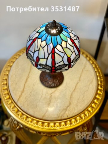 Настолна витражна лампа "Водно конче", снимка 4 - Настолни лампи - 39418647