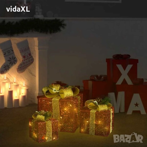 vidaXL Декоративни коледни подаръци, 3 бр, червени, за открито/закрито(SKU:329767), снимка 2 - Други - 52639107