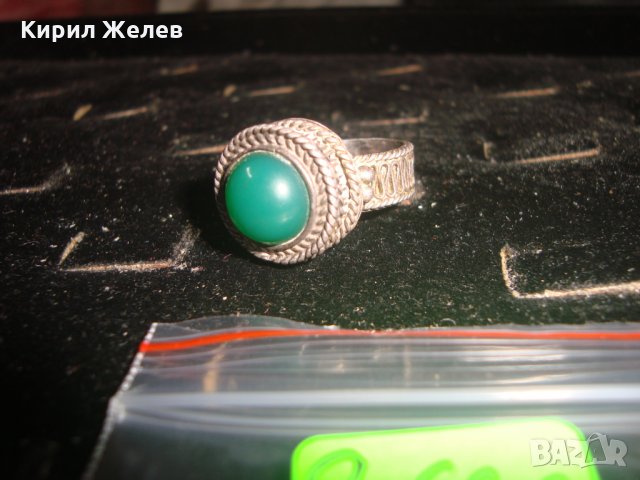СРЕБЪРЕН СТАР 19 ВЕК ПРЪСТЕН с ГОЛЯМ ШЛИФОВАН КАМЪК ЗЕЛЕН АХАТ - СРЕБРО СТАРО ГРАДСКО БИЖУ 22478, снимка 9 - Антикварни и старинни предмети - 33046862