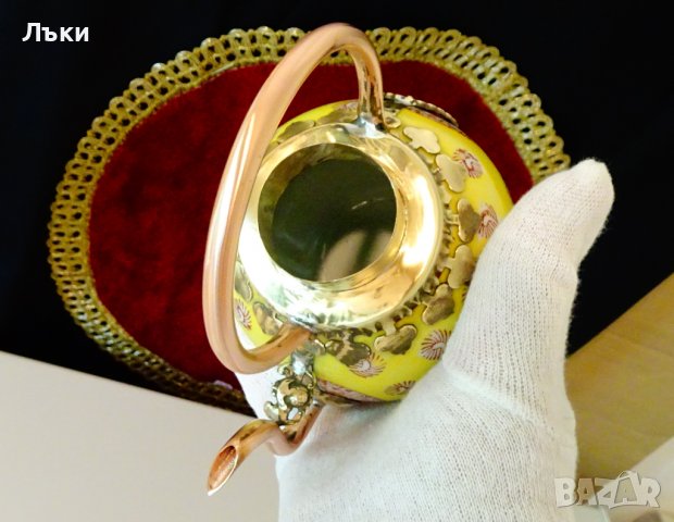 Тибетска порцеланова кана,чайник,обков мед и месинг. , снимка 10 - Антикварни и старинни предмети - 37512675