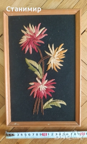 Картини с бродирани цветя -6 бр. комплект, снимка 12 - Картини - 51485449