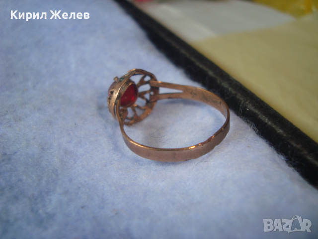 СТАРИНЕН МЕДЕН с ПОЗЛАТА СКЪПОЦЕНЕН РЕТРО ПРЪСТЕН с ГРАНАТ РЪЧНА МАЙСТОРСКА ИЗРАБОТКА 19694, снимка 9 - Антикварни и старинни предмети - 36421877